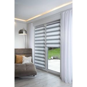K-home® Dubbel rolgordijn Klemmfix Madrid zonder boren kleurverloop grijs B 60 x H 200 cm