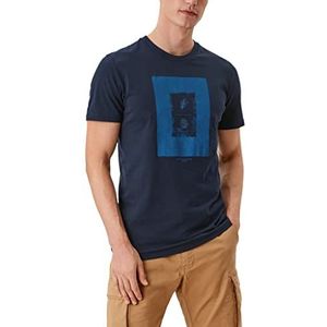 s.Oliver Heren Jersey T-shirt met opdruk op de voorkant, marineblauw, Navy Placed, S, Navy geplakte print