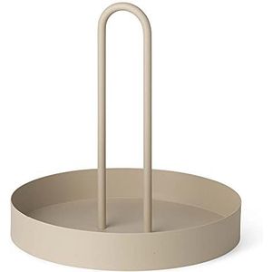 Ferm Living Living 1104263309 dienblad met handvat en handvat van gepoedercoat metaal, 28 x 28,7 cm, beige/kasjmier zwart