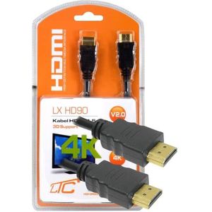 3D HDMI-kabel, 4K, High Speed V 2.0, Full HD, 1,5 meter lang, voor tv, console, monitor, speler, hoge kwaliteit, zwart