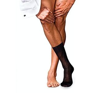 FALKE Heren nr. 9 ademende sokken katoen lichte glans versterkt platte teennaad effen hoge kwaliteit elegant voor kleding en werk 1 paar, Zwart (Zwart 3000)