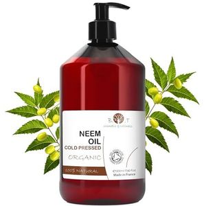 B.O.T Cosmetic & Wellness - Neemolie, 100% zuiver en natuurlijk, 500 ml, koude druk, verzorging voor vette huid en biologisch haar