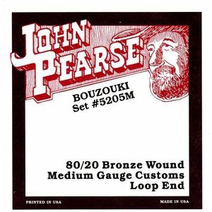 John Pearse Strings® 5205M snaren voor Irish Bouzouki – 80/20 brons wound – Loop End – 10 snaren – Medium Gauge Customs 13-44