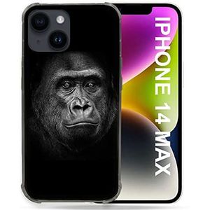 Beschermhoes voor iPhone 14 Plus (6,7 inch), motief: Gorilla, zwart