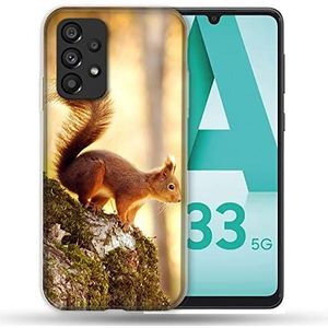 Beschermhoes voor Samsung Galaxy A33 5G, motief: eekhoorn, hout