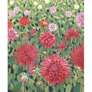 Susan Entwistle Art Field of Dahlias print op papier, 40 x 48 cm, katoen, meerkleurig, 58 x 50 x 0,2 cm