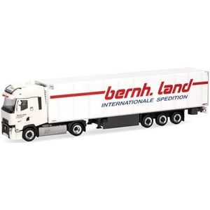herpa Renault T Facelift 317795 Bernhard Land koelbox (laagsaksen/eystrup), miniatuur op schaal 1:87, verzamelobject, Made in Germany, kunststof, wit, rood