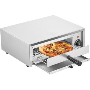 VEVOR Elektrische pizzaoven 12 inch 1500 W, temperatuurbereik 50-350 °C, roestvrijstalen structuur, gemakkelijk te reinigen kruimelplaat, geschikt voor commercieel huishoudelijk gebruik