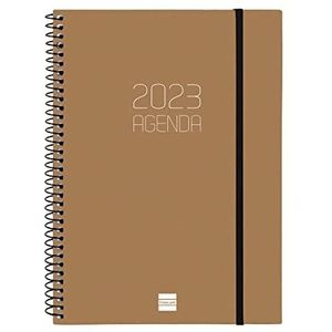 Finocam - Agenda 2023, ovaal, weekweergave, verticaal, januari 2023, december 2023 (12 maanden), catalaanbruin