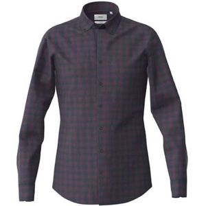 BRAX Stijl Daniel C Hi-Flex - Klassiek geruit overhemd met lage knoop voor heren, Portobello