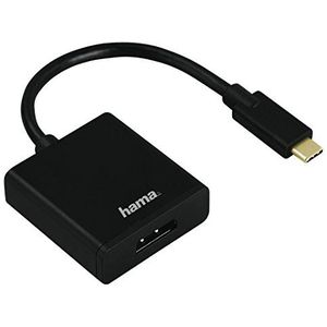 Hama USB-C naar DisplayPort-adapter (aansluiting van apparaten met USB 3.1 Type-C en Thunderbolt 3 op Display Port 1.2 Monitor/TV/Projector, Ultra HD, 4K, vergulde aansluitingen) zwart