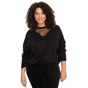 Trendyol Pull en tricot à double boutonnage pour femme - Grande taille, Noir, XL grande taille