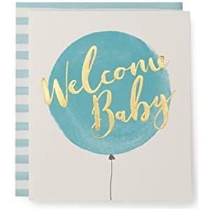 Kindred Wenskaart voor de geboorte van een jongen met opschrift ""Congratulation"" en ""Welcome Baby"", blauw
