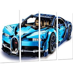 Modern fotografisch schilderij sportwagen, Bugatti Chiron, blauw, 131 x 62 cm, ref. 27264