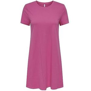 ONLY Onlmay Life S/S Pocket Dress JRS jurk, Heet Roze.