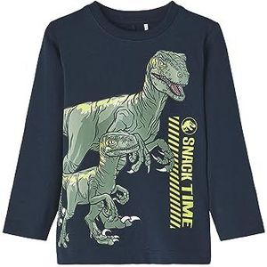 Bestseller A/S Nmmjosko Jurassic Ls Top Vde T-Shirt À Manches Longues Garçon, Dark Sapphire, 110