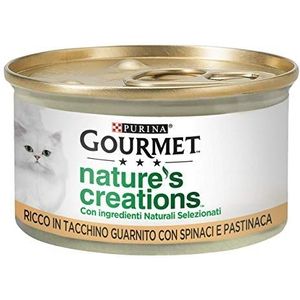 Purina Gourmet Nature's Creations kattenvoer, rijk aan kalkoen, vulling met spinaci en pastinace, 24 latex 85 g