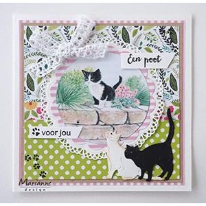 Marianne Design, Kleine katten, snijsjablonen en embossing voor knutselprojecten met papier, 9,5 x 13 cm