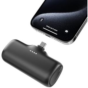 A ADDTOP Power Bank voor iPhone, 5000 mAh, 15 W powerbank, USB-C PD-poort, lichte en compacte draagbare oplader, compatibel met iPhone 15, Samsung S22/23-serie en meer