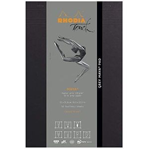 RHODIA Touch 116109C - Block Grey Maya Pad A4+ - Nieuwe Lineatuur Cross'N'Dot - 50 vellen - helder Maya-papier 120 g/m - voor kalligrafie en tekeningen met pen, liner, veer