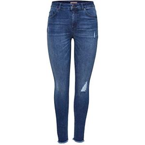 ONLY dames Skinny Onlblush Mid Ank Raw Jeans Rea2077 Noos, blauw (Medium Blue Denim Medium Blue Denim)., XS / 30L