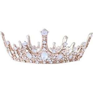 Koninginnenkrans in Strass, gouden diadeem voor dames, diadeem voor bruid, voor gebruik in wedstrijden, schoonheid, bruiloften, feesten, kapsels voor bruid (wit, normaal, legering, legering, Legering,