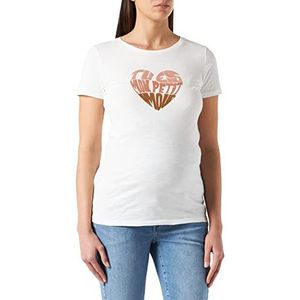 SUPERMOM T-shirt met korte mouwen voor dames met hartmotief, Marshmallow - P157