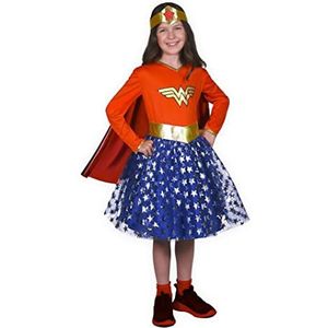 Ciao - Wonder Woman Fashion kostuum voor meisjes, origineel DC Comics (maat 10-12 jaar) met tule rok, kleur rood, blauw, 11763.10-12
