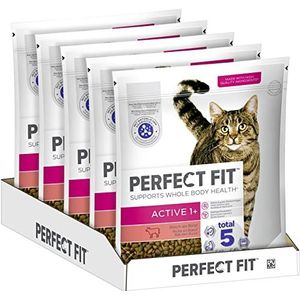 PERFECT FIT Droogvoer voor volwassenen voor actieve katten vanaf 1 jaar - rundvlees, 1,4 kg (5 zakken)