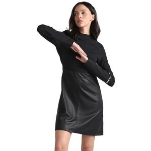 Calvin Klein Jeans Milano A-lijn jurk met coating getailleerde en uitlopende jurken voor dames, Zwart