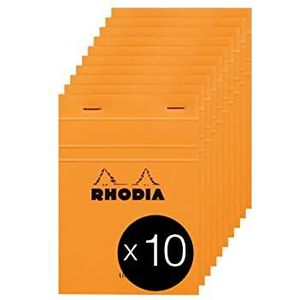 RHODIA 13600C – notitieblok nr. 13 oranje – A6 – gelinieerd – 80 afneembare vellen – wit papier 80 g/m² – omslag van gecoate kaart, 10 stuks