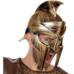 Atosa - 49368 Atosa-49368 kostuumaccessoires Romeinse en Griekse helm, gaulois-goud, volwassenen, uniseks, 49368, Eén maat