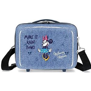 Disney Minnie Make it Rain Bows pennenetui, aanpasbaar, met schouderriem, 29 x 21 x 15 cm, harde schaal, ABS-kunststof, 9,14 l, blauw, aanpasbaar, met schouderriem, Blauw, Aanpasbaar etui met schouderriem