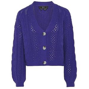 faina Women's Femmes Mode Pull Col V avec Insert Perles Acrylique Bleu Roi Taille XL/XXL Sweater, bleu roi, XL