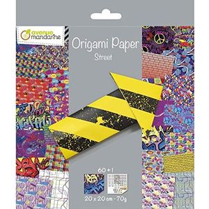 Avenue Mandarine OR520C - Origami papier, Street Art – een verpakking met 60 vellen origami 20 x 20 cm 70 g (30 motieven x 2 vellen) – een vel oogstickers inbegrepen – vanaf 5 jaar