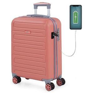 SKPAT - Koffer Set met Travel USB 4 Wielen Trolley ABS Rigid Hard Comfortabele en lichte oefeningen. TSA-slot. Maten Small Medium in Large. Kwaliteit in design, Koraal, Elegant
