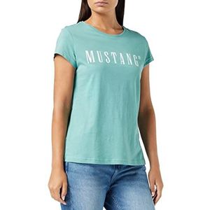 MUSTANG Dames T-Shirt Alina C Logo, Mineraalblauw 6236