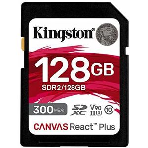 Kingston Canvas React Plus SDXC UHS-II geheugenkaart 300R/260W U3 V90 voor Full HD/4K/8K - SDR2/128GB