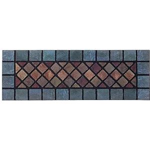Nicoman Set van 2 smalle deurmatten, milieuvriendelijk, antislip, vuilkrabber voor binnen en buiten, tuinhuis, garage, entree, blauwe rand, 75 x 25 cm