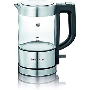 Severin WK 3472 - Waterkoker - electrisch - glazen kan - 0.5l - zilver/zwart