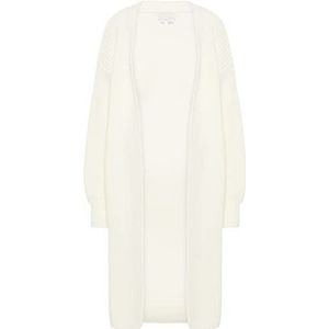 CARNEA Lange gebreide cardigan voor dames, Wit.