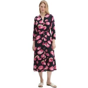 TOM TAILOR 1043516 Maxi-jurk voor dames met patroon en strikdetails (1 stuk), 35888 - Digitaal bloemendesign, 48