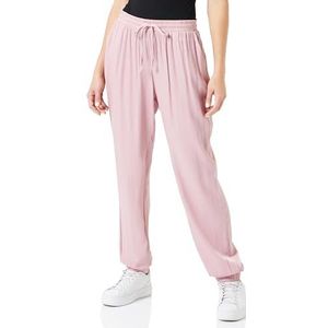 Cream Women's Pants Waist High-Waisted Elastic Cuffs Regular Fit Trousers Femme, Light Rose, 38