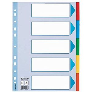 Esselte Register A4, 5 toetsen, blauw/meerkleurig, robuust gerecycled karton, 5 tabbladen met inhoudsopgave, 100191