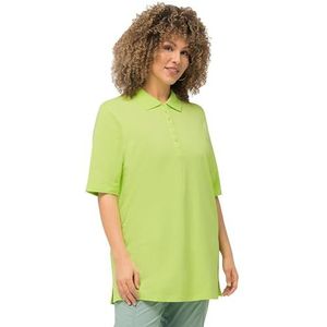 Ulla Popken Poloshirt met korte mouwen van veloursband, normale pasvorm, dames-T-shirts, limoengroen