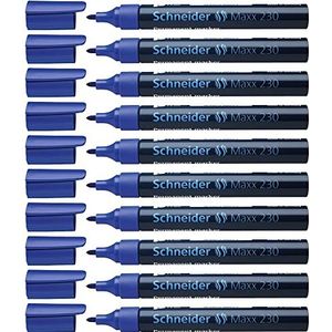 Schneider Maxx 230 permanent marker 1-3 mm blauw navulbaar met Cap-Off inkt, 10 stuks