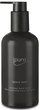 ipuro Classic NOIR Handzeep 250 ml - veganistische vloeibare zeep met roos, patchouli, eucalyptus en kokos - oosterse geur - dermatologisch getest - zwarte zeepdispenser - zeep