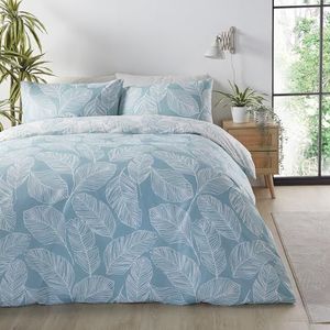 Fusion Matteo Kingsize beddengoedset met dekbedovertrek en 2 kussenslopen 230 x 220 cm, omkeerbaar patroon, polykatoen, wit/blauw