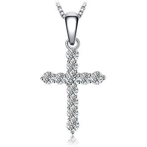 JewelryPalace 0,7ct Zirkonia Cubic Cross Ketting 925 Sterling Zilver Vrouwen Hanger Geel Verguld Rose Verguld Chain 45CM, Edelsteen