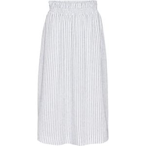 VERO MODA Vmberta Pia Hw Calf Skirt Jrs Ga Midirok voor dames, Sneeuwwit/strepen: Chinees blauw